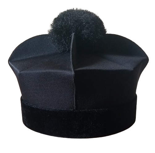 Toque avocat ; Barrette noire octogonale 4 crêtes