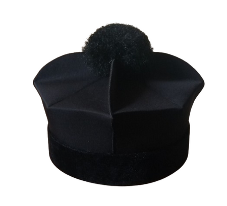 Toque avocat ; Barrette noire octogonale 4 crêtes