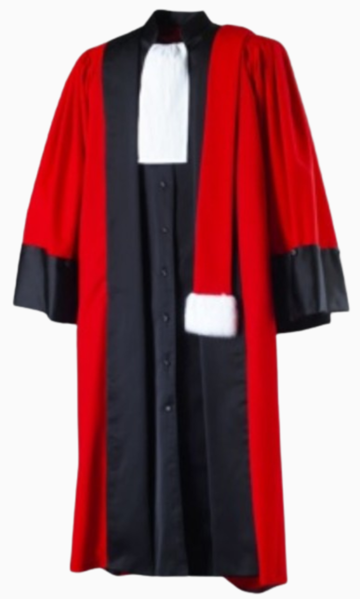 Robe d'audiences rouge de Magistrat aux simarres noires; Matière Laine + Polyester