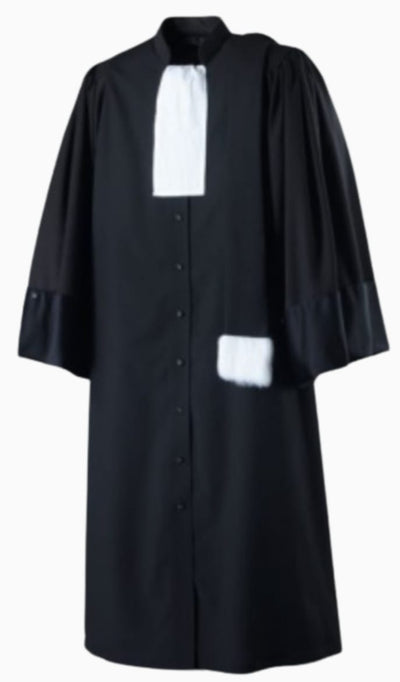 Robe d'audiences noire d'avocat ; Matière Coton + Polyester